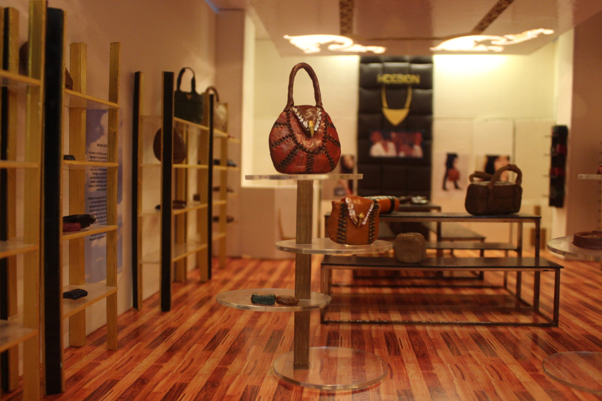 Interior view of the Hidesign store scale model, alternate angle