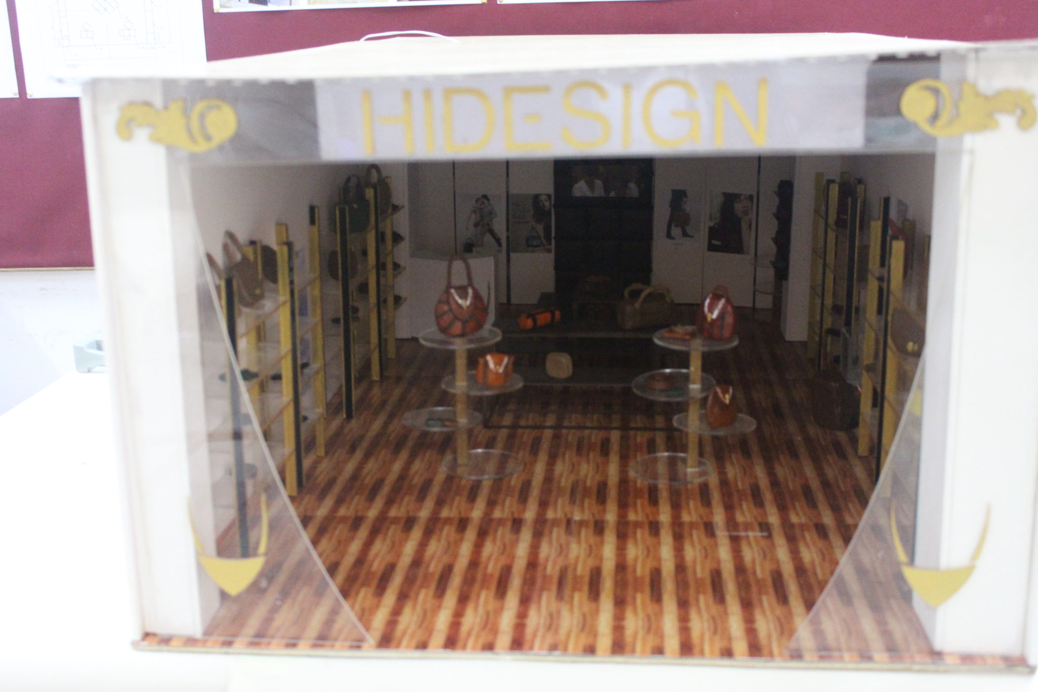 Exterior lightbox view of the Hidesign store model